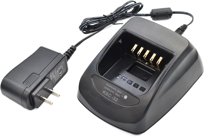 Kymate KSC-32 Rapid Charger with Power Adapter Compatible with Kenwood Radio TH-D72A TK-2180 TK-3180 TK-5210 TK-5310 NX-5200 NX-5300 NX-5400 NX200 NX300 NX-410 NX-411 KNB-31 KNB-32 KNB-47 Battery Charging - Image 1